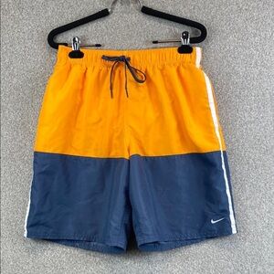 NIKE Men’s Swim Trunks Shorts M Mesh Liner Gray Orange 9" travel cruise beach